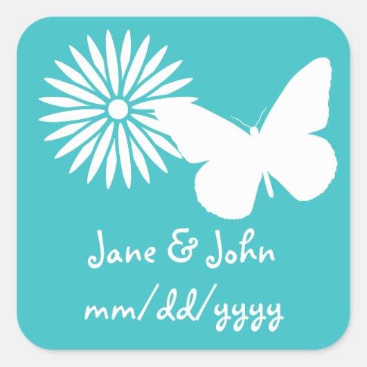 Daisies en Butterflies in Turquoise Sticker (Voorkant)