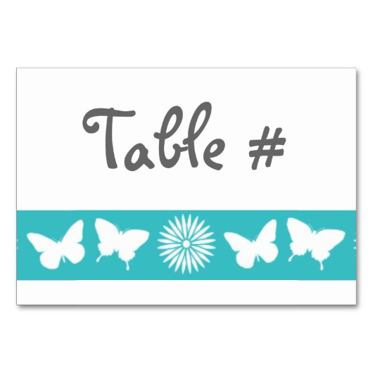 Daisies en Butterflies in Turquoise Table Kaart (Voorkant)