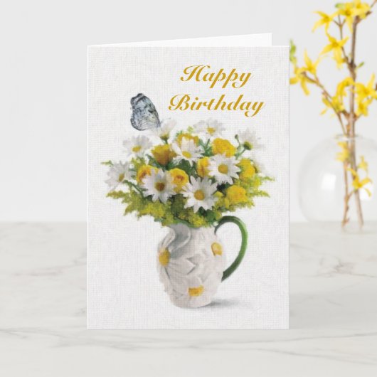 Daisies en Butterfly Kaart (Gele Bloem)