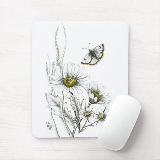 Daisies en Butterfly Mousepad Muismat (Met muis)