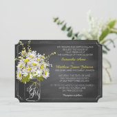 Daisies en Chalkboard Wedding Invitation Card Kaart (Staand voorkant)