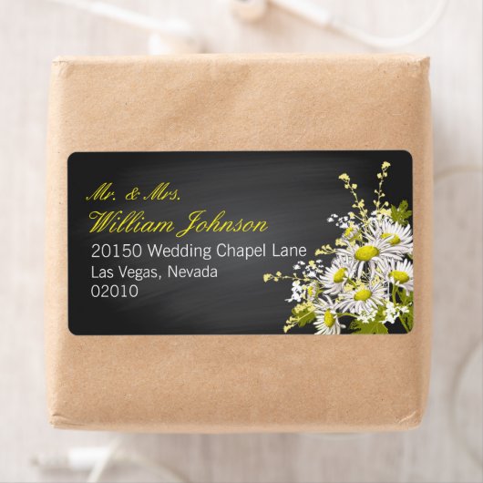 Daisies en Chalkboard Wedding Label (Insitu)