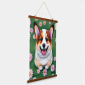 Daisies en Corgi Tapestry Hangend Wandkleed (Gebogen)