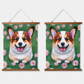 Daisies en Corgi Tapestry Hangend Wandkleed (Dubbel)