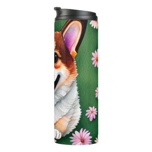 Daisies en Corgi Thermosbeker (Geroteerd rechts)