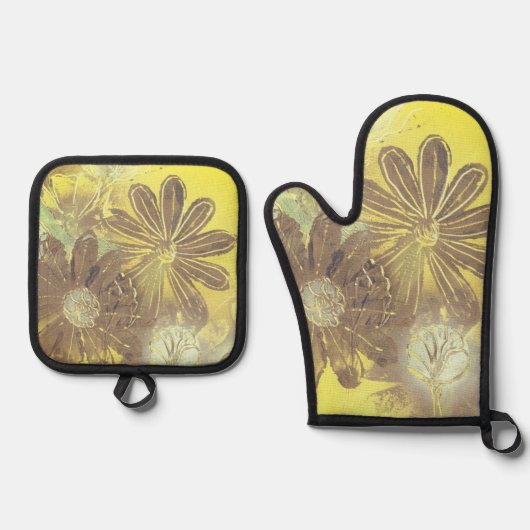 Daisies en Dandelions Ovenwant & Pannenlap Set (Voorkant)