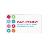 Daisies en Fun Fuzzy Colour Stippen Adresetiketten Etiket (Voorkant)