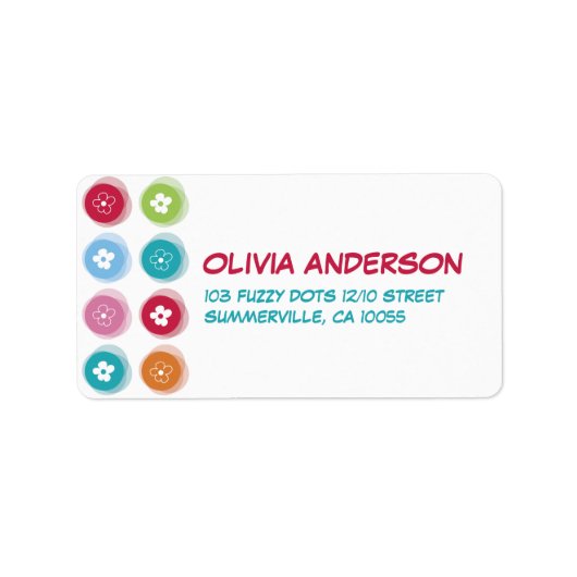 Daisies en Fun Fuzzy Colour Stippen Adresetiketten Etiket (Voorkant)