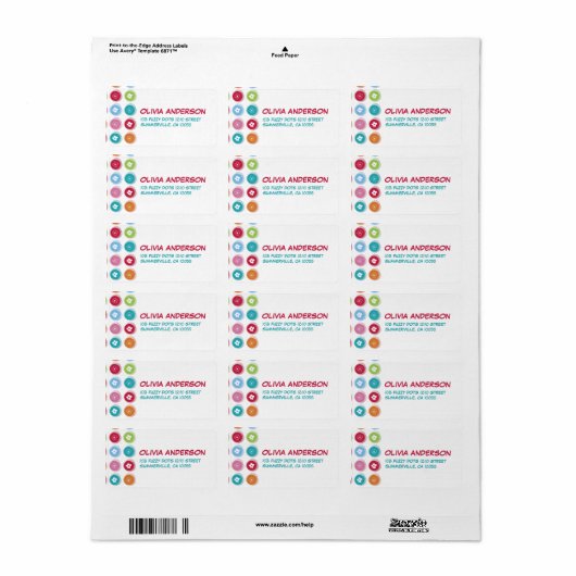 Daisies en Fun Fuzzy Colour Stippen Adresetiketten Etiket (Full Sheet)