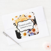 Daisies en gele roos bloemig vierkante sticker (Envelop)