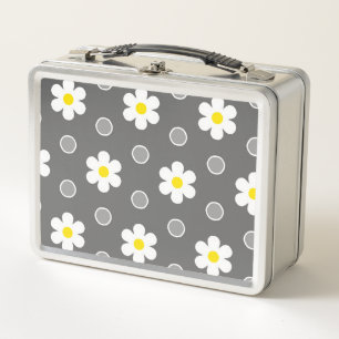Daisies en Gray and White Polka Dots