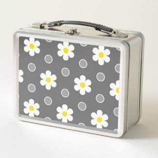 Daisies en Gray and White Polka Dots