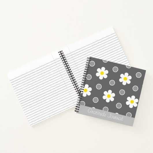 Daisies en Grijs en Wit Polka Dots Dankbaarheid Notitieboek (Binnen)