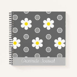 Daisies en Grijs en Wit Polka Dots Dankbaarheid Notitieboek