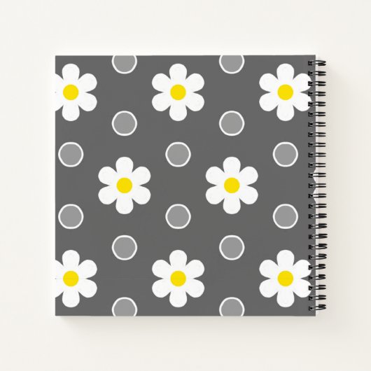 Daisies en Grijs en Wit Polka Dots Dankbaarheid Notitieboek (Achterkant)