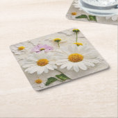 Daisies en Kosmos op noodlijdend papier Kartonnen Onderzetters (Schuin)
