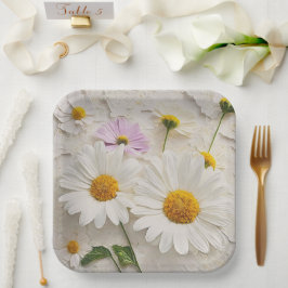 Daisies en Kosmos op noodlijdend papier Papieren Bordje