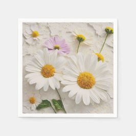 Daisies en Kosmos op noodlijdend papier Servet