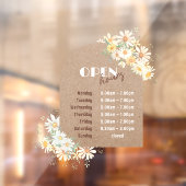 Daisies en Kraft Paper Arch Openingstijden Raamsticker (Vel 2)
