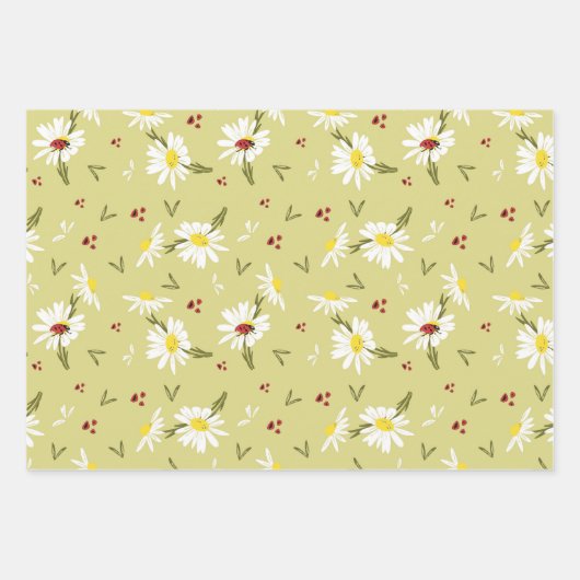 Daisies en Ladybugs-pakpapier Inpakpapier Vel (Voorkant 3)
