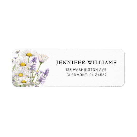 Daisies en Lavender Flowers Return Address Labels (Voorkant)