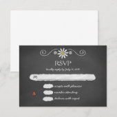 Daisies en lieveheersbeestjes rustieke schoolbord RSVP kaartje (Voorkant / Achterkant)