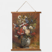 Daisies en pioenen in blauwe vaas, hangend wandkleed (Voorkant)