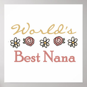 Daisies en Rozen Beste Nana Cadeaus Poster