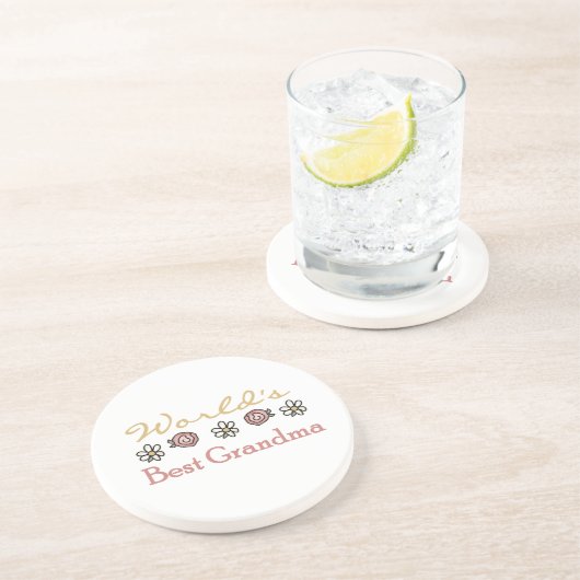 Daisies en Rozen 's werelds beste oma cadeaus Zandsteen Onderzetter (Zijkant)