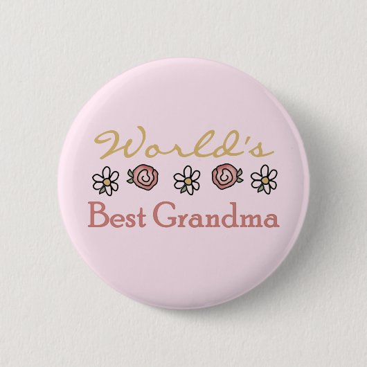 Daisies en Rozen Wereld Beste Oma Ronde Button 5,7 Cm (Voorkant)
