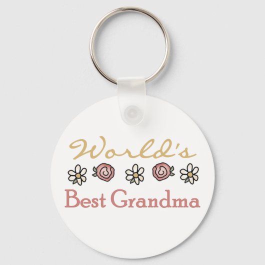 Daisies en Rozen Wereld Beste Oma Sleutelhanger (Voorkant)