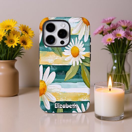 Daisies en schilderachtige strepen Case-Mate iPhone case