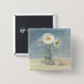 Daisies en Shells Vierkante Button 5,1 Cm (Voorkant /achterkant)
