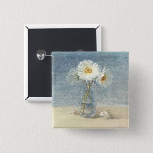 Daisies en Shells Vierkante Button 5,1 Cm (Voorkant /achterkant)