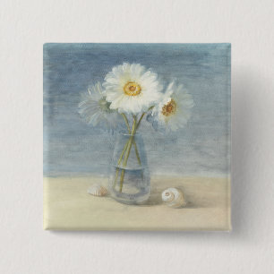 Daisies en Shells Vierkante Button 5,1 Cm