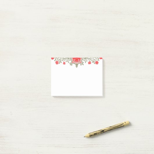 Daisies en Shield Red Gold Floral Art Stickies Post-it® Notes (Op bureau)