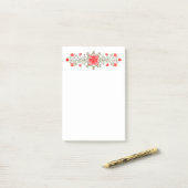 Daisies en Shield Red Gold Floral Art Stickies Post-it® Notes (Op bureau)