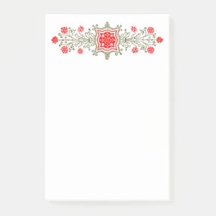 Daisies en Shield Red Gold Floral Art Stickies Post-it® Notes