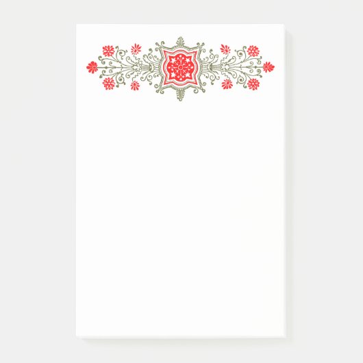 Daisies en Shield Red Gold Floral Art Stickies Post-it® Notes (Voorkant)