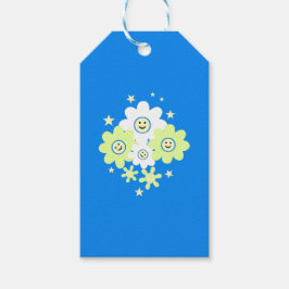 Daisies en sterren cadeaulabel