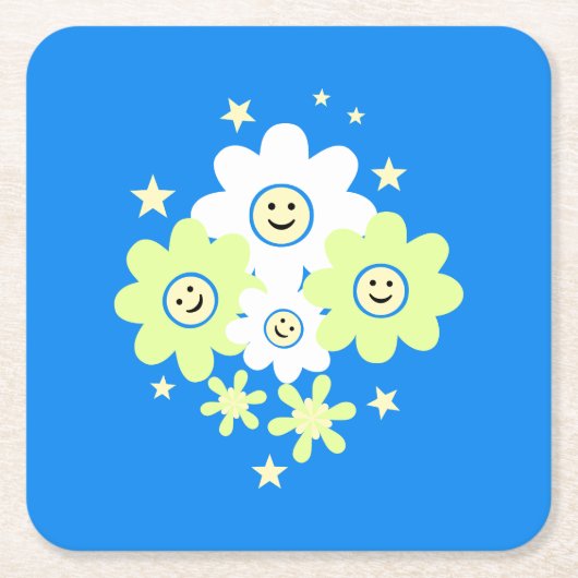 Daisies en sterren kartonnen onderzetters (Voorkant)