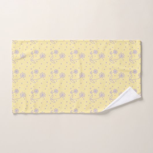 Daisies en Stippen 2 - Pastel Geel en Paarse Bad Handdoek (Handdoek)