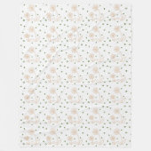 Daisies en Stippen 2 - Wit, Zand en Palmgroen Fleece Deken (Voorkant)
