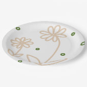 Daisies en Stippen 2 - Wit, Zand en Palmgroen Papieren Bordje (Gekanteld)