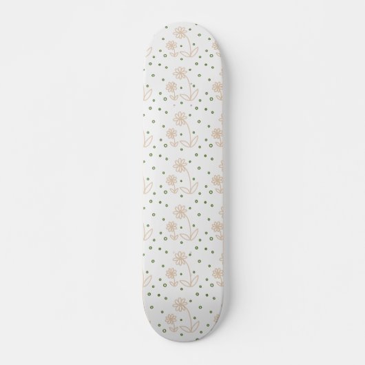 Daisies en Stippen 2 - Wit, Zand en Palmgroen Persoonlijk Skateboard (Voorkant)
