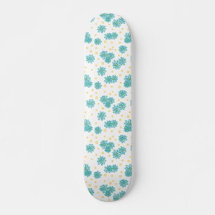 Daisies en Stippen - Turquoise en Geel Persoonlijk Skateboard