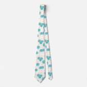 Daisies en Stippen - Turquoise en Geel Stropdas (Voorkant)