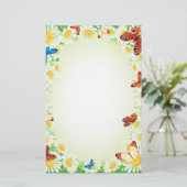 Daisies en vlinders Bloemenplantage Briefpapier (Staand voorkant)
