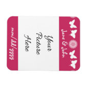 Daisies en Vlinders in Frambozenmagneet Magneet (Horizontaal)