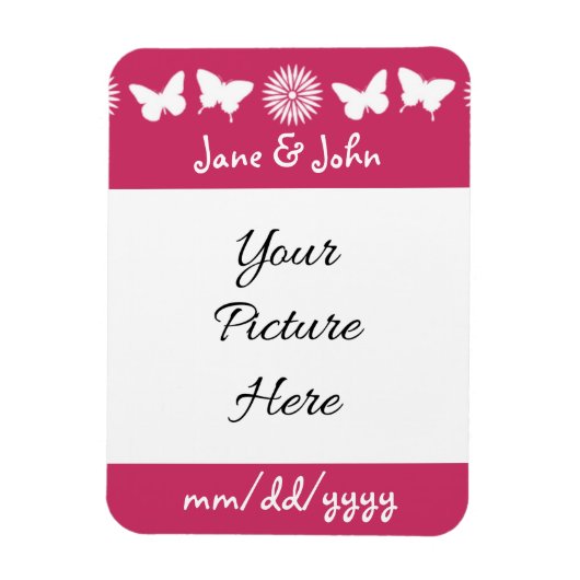 Daisies en Vlinders in Frambozenmagneet Magneet (Verticaal)